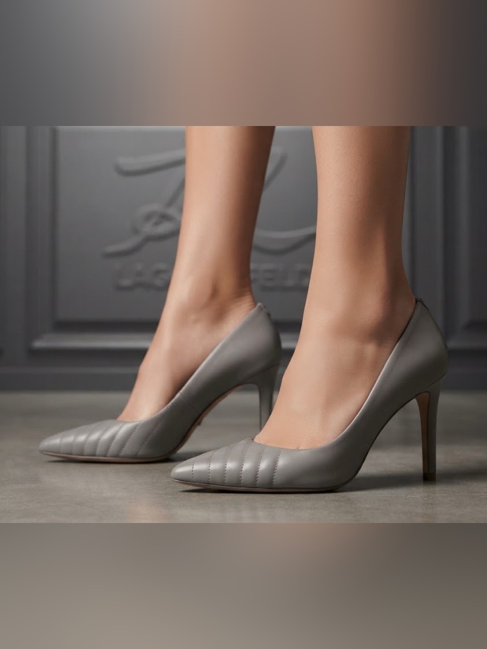 Authentic Karl Lagerfeld designer leather heels Sz 8.5